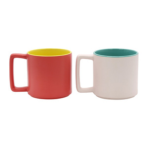 Tasses en céramique, couleur unie, porcelaine, mug à café blanc avec intérieur turquoise, pour cadeaux - Product Image 1