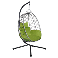 Fauteuil suspendu œuf avec support en acier, options de couleurs multiples, siège unique, chaise suspendue en corde tressée