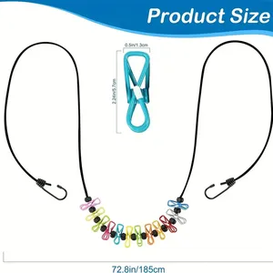 Tendedero de Ropa Extensible Portátil para Viajes con 12 Pinzas para Ropa, Accesorios para Camping y Uso en Interiores y Exteriores - Product Image 3