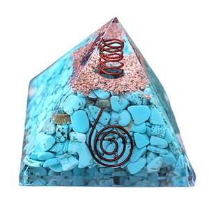 Kogiya Crystal Chip Pyramid <b>Resin</b> Epoxy Copper Wire Decorative Desktop Ornament For Home Gift - Product Image 5