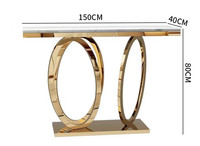 Table console moderne de luxe en acier inoxydable doré avec base circulaire pour l'entrée de la maison, le couloir