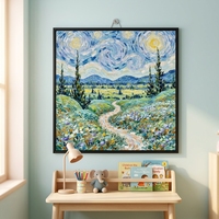 Kit de peinture par numéros personnalisé, paysage tourbillonnant ciel étoilé, peinture à l'huile pour adultes débutants, toile imprimée DIY, décoration intérieure, cadeau