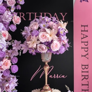 Vente en gros de décoration d'arche de <span class=keywords><strong>mariage</strong></span> violette, bannière de <span class=keywords><strong>bienvenue</strong></span> de scène florale avec cascade suspendue au mur pour banquet d'anniversaire, artificielle - Product Image 3