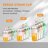 Gobelet isotherme classique en plastique AS sans BPA, écologique, anti-fuite, avec paille plus large de 14 mm, pour café glacé et jus, avec couvercle