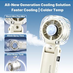 Multi-functional Portable Handheld Turbo Fan with Ice Cooling 45ml Mist Fan Up to 12H Cooling 199 Speed USB Rechargeable Fan - Product Image 2