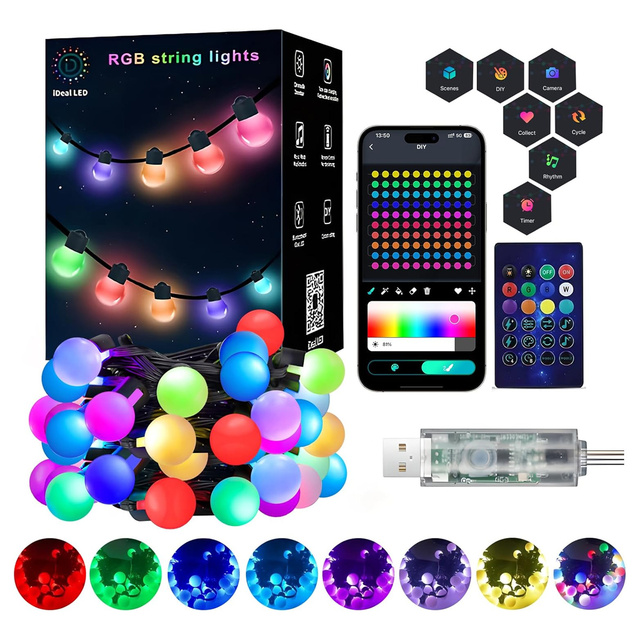 App Control Fairy Lights Smart Sync Timer String USB Waterproof Dimmable Programmable Holiday Lighting Outdoor Garden Decor Art