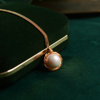 Collier vintage baroque en perles d'eau douce naturelles pour femmes, fil en or 14 carats, bijoux créatifs tendance