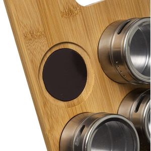 Wooden Magnetic <b>Spice</b> Rack With Handle Bamboo Kitchen Storage For Seasoning And Pepper Powder 12 <b>Jar</b> Set - Product Image 4
