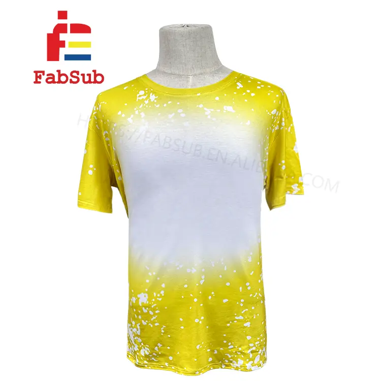 Camiseta de manga corta de poliéster, camisa con diseño propio de Faux Bleach, 190gsm, para impresión personalizada, novedad de 2021