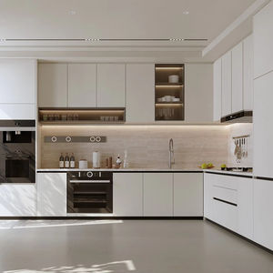 섬 세트가있는 고급 MDF 회색 주방 캐비닛 고광택 흰색 셰이커 디자인 고급 주방 캐비닛 - Product Image 6