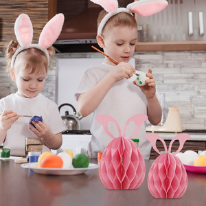 Artisanat en papier de Pâques DIY, <span class=keywords><strong>lapin</strong></span> de Pâques en papier nid d'abeille, ornements de <span class=keywords><strong>lapin</strong></span> avec aimant pour la décoration de fête de Pâques à la maison - Product Image 4
