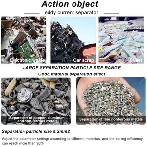 Equipamento de classificação de vidro plástico de cobre separador magnético forte automático separador de corrente parasita separador de metal - Product Image 5