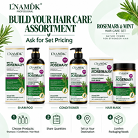 Kit de soin capillaire 3 étapes à la menthe, au romarin et à la biotine : shampoing, après-shampoing et masque capillaire pour nourrir les cheveux secs et abîmés
