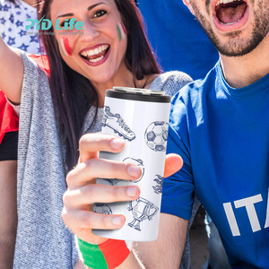 PYD Life USA Kostenloser Seeve rsand Heißer Verkauf 2 in 1 Weiß 12 Unzen Dosen kühler Sublimation Edelstahl Dosen kühler mit Stroh deckel - Product Image 6