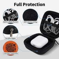 Étui pour écouteurs en cuir PU et EVA personnalisable ODM OEM avec logo gravé, mini pochette de rangement à fermeture éclair, antichoc, multifonction