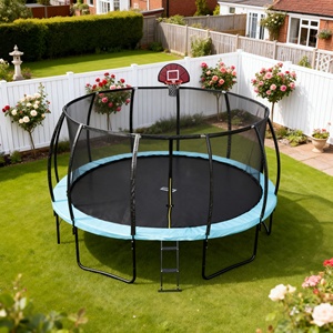 <span class=keywords><strong>Filet</strong></span> de protection pour <span class=keywords><strong>trampoline</strong></span> de loisirs extérieur robuste, certifié TUV, sécurisé, <span class=keywords><strong>12</strong></span>-16 pieds, avec <span class=keywords><strong>poteaux</strong></span> incurvés et échelle - Product Image 3