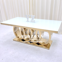 Table de banquet moderne Olympia Gold, mobilier en verre polyvalent pour salle à manger, hôtel, cuisine, salon, événements/fêtes