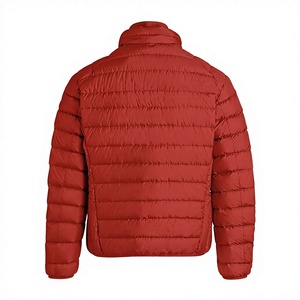 Veste matelassée unisexe rouge coupe ajustée, col montant, fermeture éclair, rembourrage en coton, coupe-vent, séchage rapide, doublure polaire, décontractée, hiver - Product Image 2