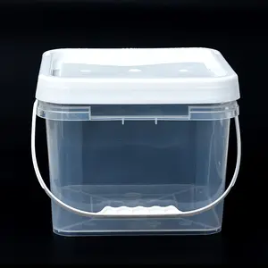 Suministro del fabricante 150ml-5L Cubo de plástico transparente de grado alimenticio Buen material Buen sellado Cubo redondo