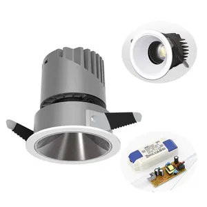 7w Adjustable Chrome 85mm Cutout Spot Light Led Round Indoor Wall Recessed Antiglare Ceiling Spotlight Downlight For Hotel