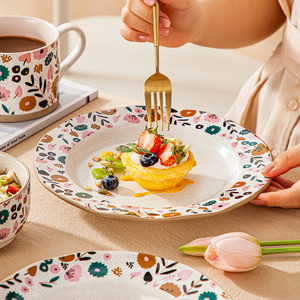 Ensemble de vaisselle vintage en céramique, ensemble de vaisselle de table, ensemble de cadeaux de déménagement tendance pour la maison - Product Image 4
