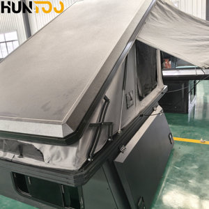 Carpa de techo rígida tipo concha de aluminio Huntoo para camioneta, carpa triangular para acampar al aire libre en el techo de un coche, para Toyota Tacoma - Product Image 5