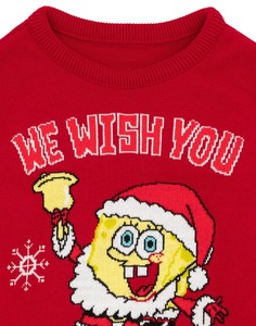 Custom FNJIA Christmas Sweater Manufacturer 2025 New Design <strong>SpongeBob</strong> <strong>Pattern</strong> Cartoon Jacquard Knitwear Xmas Jumper Sweater - Product Image 3