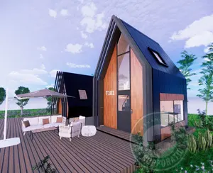 Customized Tiny House Prefabricated Resort Chalet with Bathroom Small Cottage Mobile Home by the Seaside