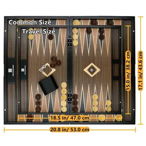 High Quality Leather Wooden Leather Backgammon Game Sets For Family Gaming