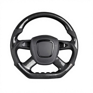 Volant en cuir forgé en carbone personnalisé pour <span class=keywords><strong>Audi</strong></span> A3/A4/A5/A6/Q5/Q7 2005-2017 - Marquage <span class=keywords><strong>bleu</strong></span> OEM, poignée perforée - Product Image 1