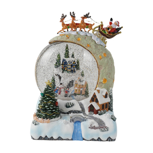 Reindeer Sleigh <strong>Christmas</strong> LED Moon Water Lantern Indoor Decoration With Xmas Tree Moving and Music <strong>Village</strong> Inner Scene - Product Image 3
