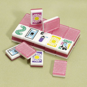 Ensemble <span class=keywords><strong>de</strong></span> <span class=keywords><strong>mahjong</strong></span> américain <span class=keywords><strong>de</strong></span> luxe <span class=keywords><strong>en</strong></span> acrylique léger, rose scintillant, à motifs double couche, 160 pièces, pour jeux <span class=keywords><strong>de</strong></span> divertissement - Product Image 2