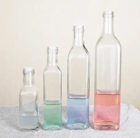 250ml-1000ml Different capacities square shape olive oil glass bottle with capPopular