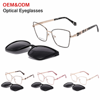 Montura de gafas ópticas rectangulares de metal a la moda con clip magnético para gafas de sol polarizadas 2 en 1, gafas graduadas CZhSJrm