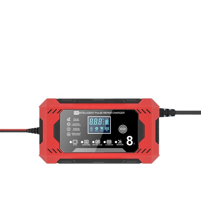 12V 8A Car and Motorcycle Battery Charger Display Digital Intelligent Full Automatic Lead Acid Battery Charger UK US AU EU