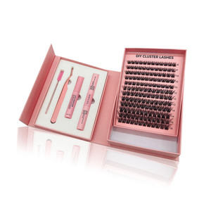 कोरियन pbt diy क्लस्टर lashes मैट डार्क ब्लैक फॉक्स मिंक लैश क्लस्टर पूरी बिक्री किट - Product Image 4