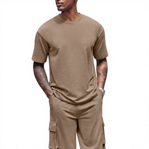 Ensemble 2 pièces pour homme, t-shirt et short cargo, qualité OEM supérieure, 100% coton, 280 GSM, tricoté, séchage rapide, streetwear, mode été, survêtement - Product Image 3