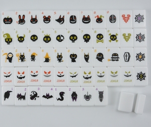 Tuiles de Mahjong en Acrylique Thème Halloween Gravées au Laser Imprimées UV Écologiques Motifs Citrouille Fantôme Crâne Dessin Animé Cadeau de Fête <span class=keywords><strong>Jeu</strong></span> - Product Image 1