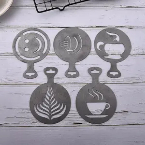 Coffee Accessories Stainless Steel DIY Cake Latte Cappuccino Art Stencil Template Large Mould Coffee Stencil