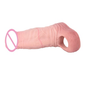 SXXY Realistic Hollow Penis Cock Sleeve with Anti-drop Ring Silicone Soft Penis Cover Reusable Condom Cock Enlargement Sex Toys - Product Image 4