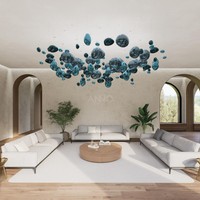 Lustre en verre bleu de luxe ANNO, lumière LED, nouveau design, lustre de plafond pour restaurant
