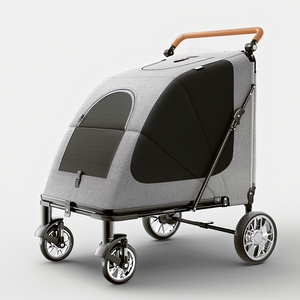 Cochecito para perros Bello para perros grandes y medianos, gatos de hasta 110 libras, carrito para perros de doble entrada fácil de plegar, manijas ajustables, cochecito para mascotas - Product Image 1
