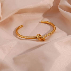 Bracelet et jonc en acier inoxydable anti-ternissement, résistant à l'eau, plaqué or 14K 18K, pour femmes - Product Image 2