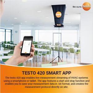 Débitmètre d'air Testo 420 pour systèmes HVAC avec mesure du débit en CFM et lecture de la température et de l'humidité - Product Image 5