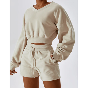 Pantaloni corti sportivi con coulisse e grembiuli in vita alla moda pantaloni da salotto in tinta unita pantaloni da <span class=keywords><strong>donna</strong></span> con tasche - Product Image 1