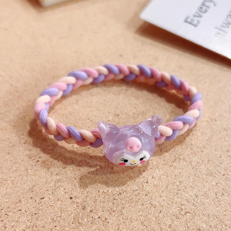 H00014 Wholesale Cute Anime Kuromi Cinnamoroll Hair Ties Nylon Elastic Resin Hair Bands for Girls Kids Cartoon Hair Accessories