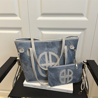 Ensemble de sacs fourre-tout en PU style rétro été/automne/hiver 2026 avec portefeuille à fermeture éclair, sac à bandoulière de haute qualité pour femme avec motif lettre