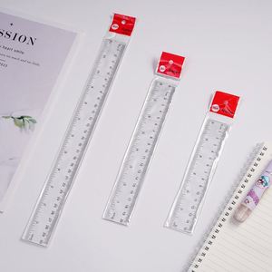 Juego de reglas transparentes para estudiantes al por mayor, 15/20/30 cm, doble escala, material escolar - Product Image 2