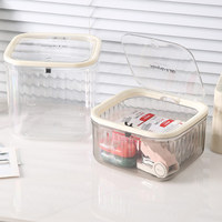 Boîte de rangement transparente en PET, conteneur pour billes de lessive, organisateur d'accessoires capillaires, boîte de rangement de bureau pour articles divers avec couvercle en plastique PET