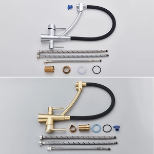 Полированный латунный кухонный смеситель для холодной воды с фильтром, двумя ручками, керамическим картриджем, настольный, с 3-сторонним распылителем, сертифицирован CUPC, бесплатно - Product Image 2